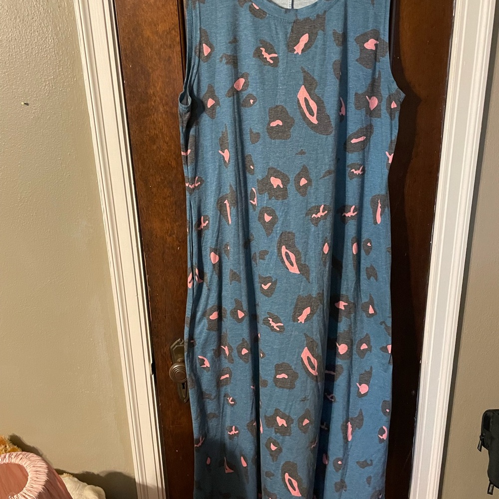 Blue leopard print dress